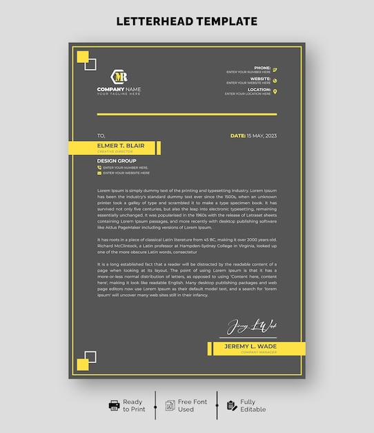 Vector modern and creative business a4 letterhead template