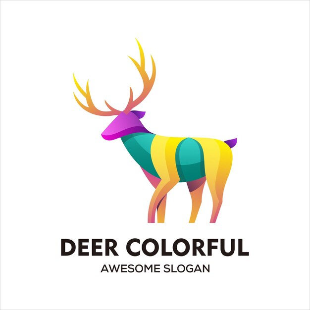 Vector vector modern deer logo design in gradient style