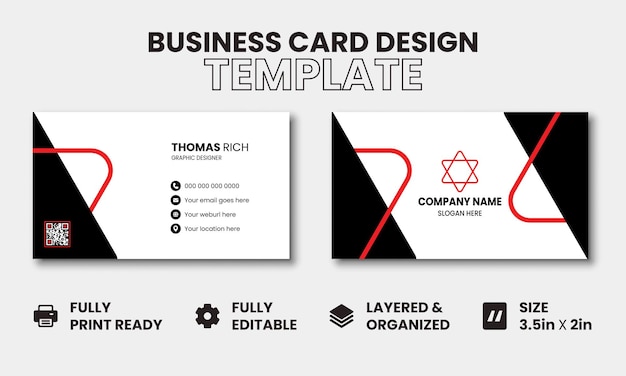 ベクトル ベクターモダンエレガントな名刺赤黒と白の名刺