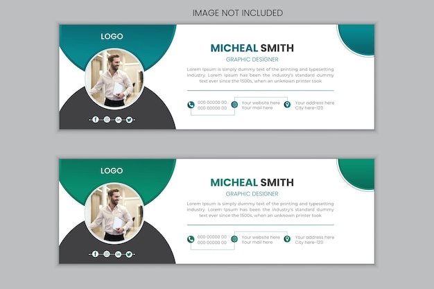 Vector modern email signature or email footer design template