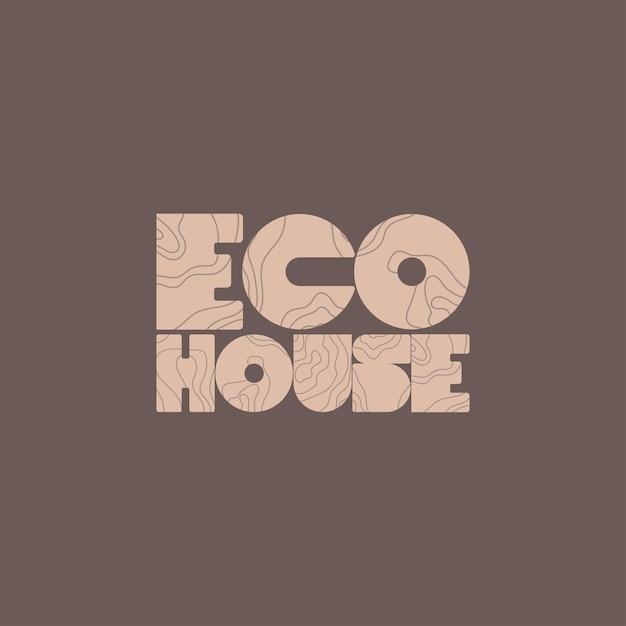 Vector modern emblem Eco House Logo. Tree textured Font.