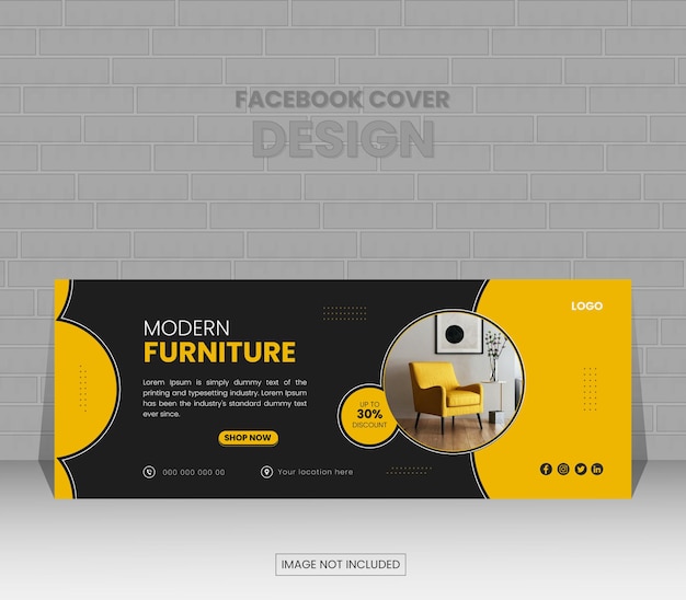 Вектор современной мебели фейсбук обложка и веб-баннер шаблон