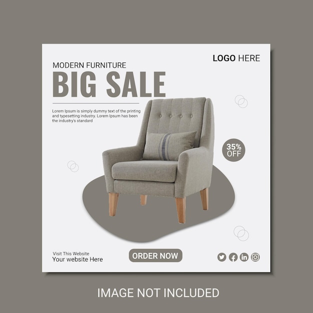 vector modern furniture instagram post template or social media post design