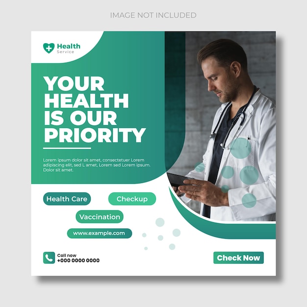 Vector vector modern healthcare consultant banner or square flyer for social media post template
