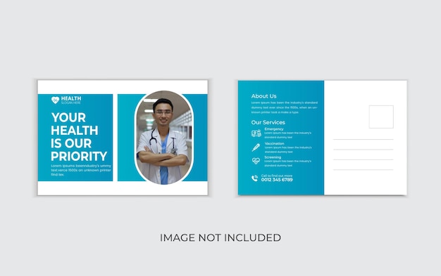 Vector modern healthcare postcard design template