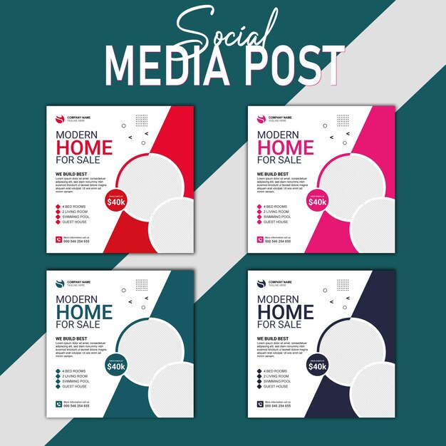 Vector modern home sale social media post template