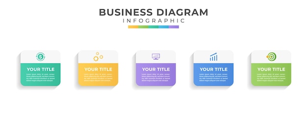ベクトル 5つのオプションまたはステップを含むベクターモダンインフォグラフィックデザインテンプレート
