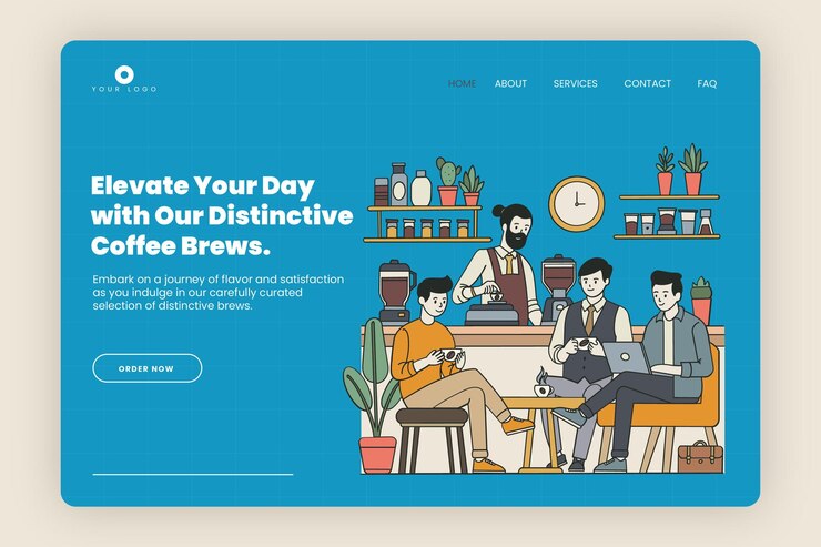 Vector コーヒーショップのベクトルモダンランディングページデザインテンプレート