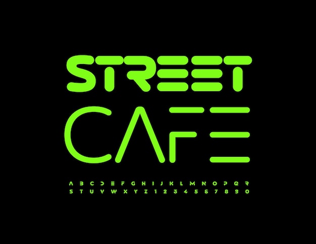 Vector modern logo Street Cafe met helder groen lettertype Creatieve set Alfabetletters en cijfers