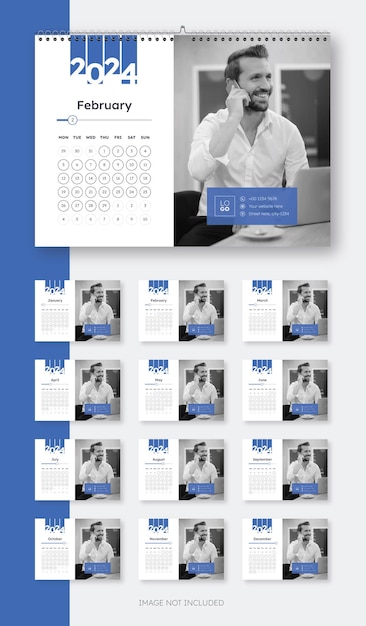 Vector modern and minimal desk calendar template 2024