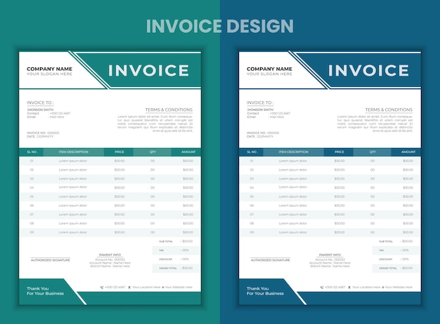 Vector modern and minimal invoice design template