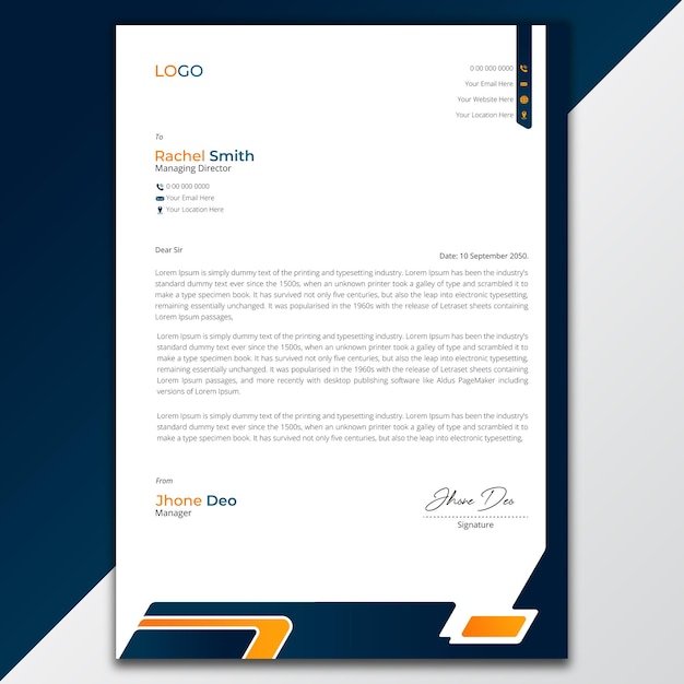 Vector modern minimal letterhead template design for