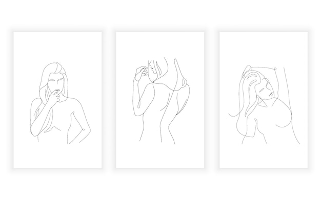 벡터 현대 미니멀리즘 여성 바디 라인 아트 drawning 그림