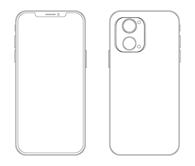 Vector modern mobile phone line art