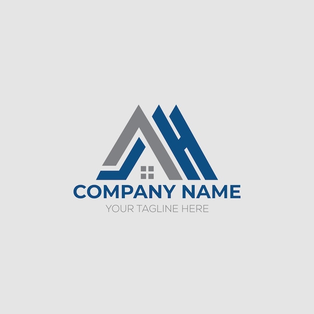 Vector modern monogram initial letter AH and real estate building logo design template