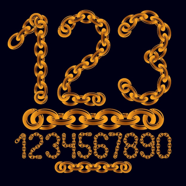 Vector modern numbers collection. Trendy  numbers for use as poster design elements. Made with steel chain link, joined link.