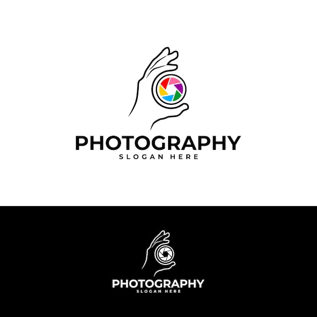 vector modern photography lens logo design