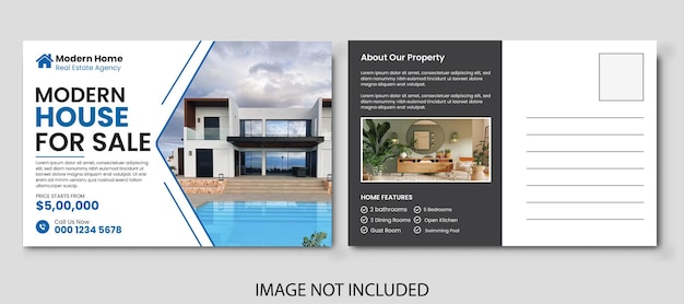 Vector modern professional real estate postcard design template free vector