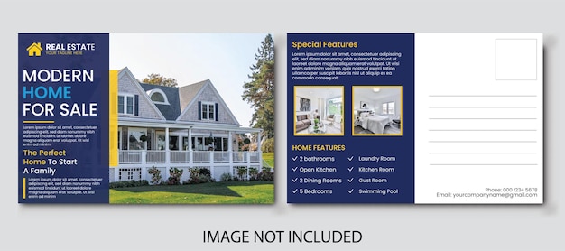 Vector modern professional real estate postcard design template free vector