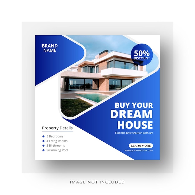 Vector modern real estate house sale Instagram post or home property sale square flyer template