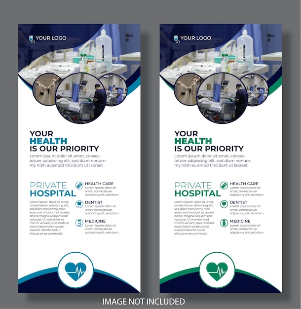 Vector modern roll up banner with blue and green ribbon