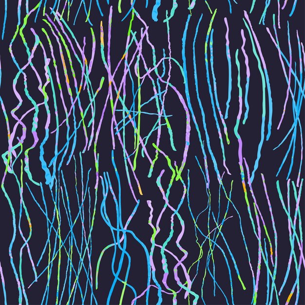 Vector modern seamless background with colorful hand drawn abstract lines doodles