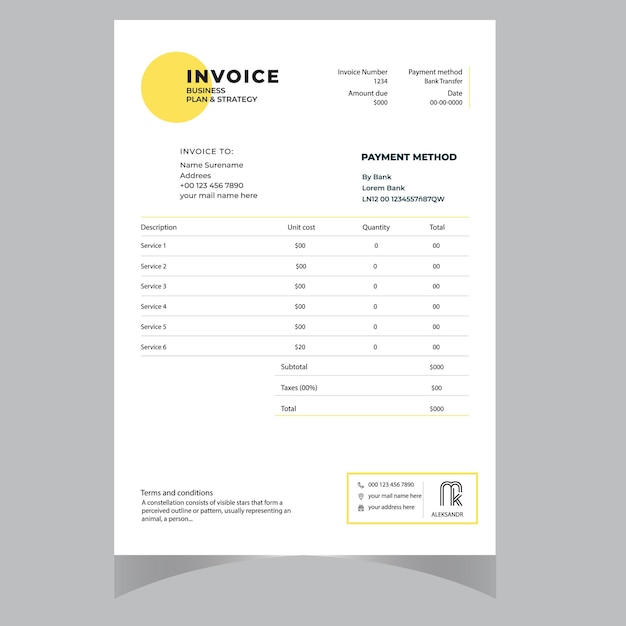 vector modern simple designer invoice black corporate professional business invoice template