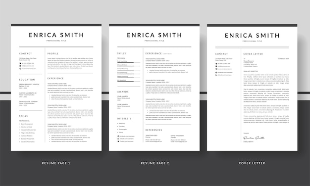 Vector vector modern simple template for curriculum and resume cv