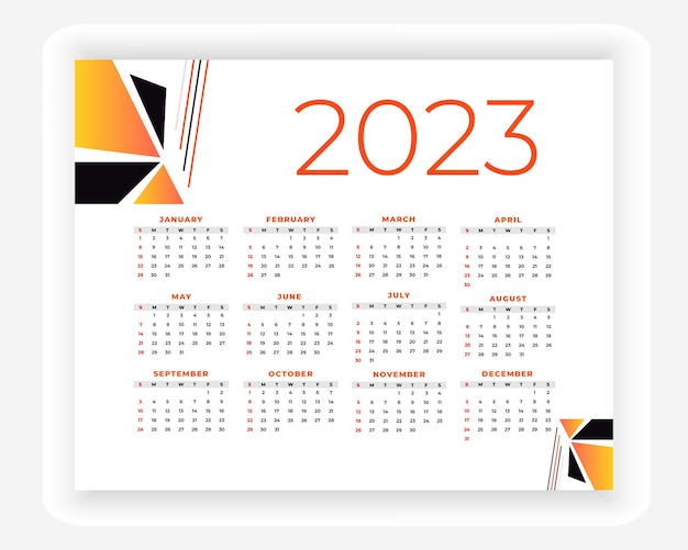 ベクトル モダンなスタイル新年 2023 カレンダー テンプレート