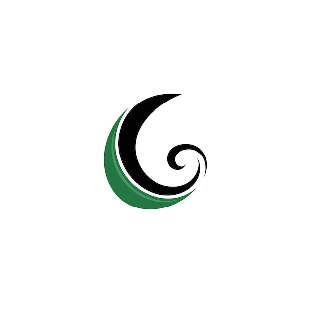 Vettore di un logo moderno ed elegante con un accattivante design a spirale nei colori nero e verde