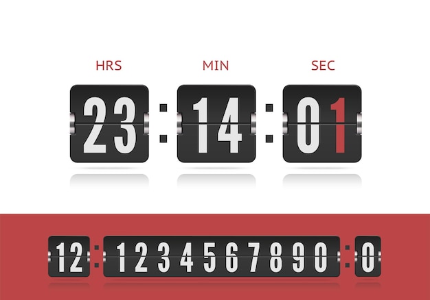 Vector vector modern ui design old countdown timer scoreboard number font coming soon web page design with flip time counter