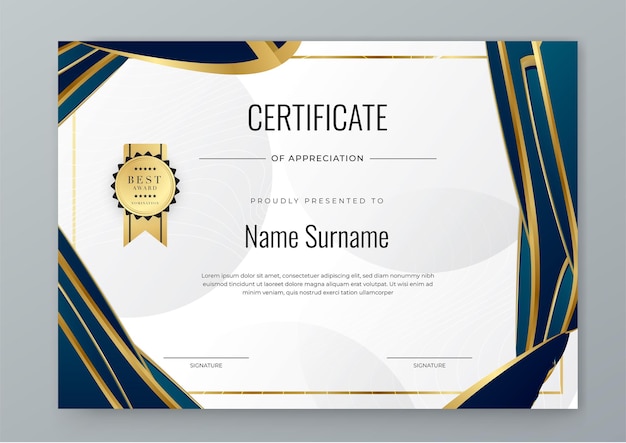 Vector modern white and blue certificate of appreciation template suit for award business corporate education