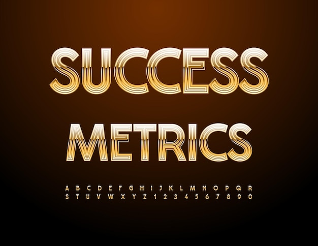 Vector vector moderne banner succesmetrics met golden font premium alphabet letters and numbers set