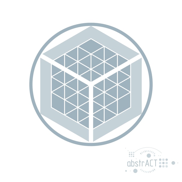 Vector moderne geometrische artistieke grafische compositie kan worden gebruikt als sjabloon en lay-out. Abstracte technische achtergrond met grafische vorm, kubus.