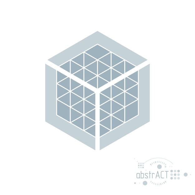 Vector moderne geometrische artistieke grafische compositie kan worden gebruikt als sjabloon en lay-out. Abstracte technische achtergrond met grafische vorm, kubus.