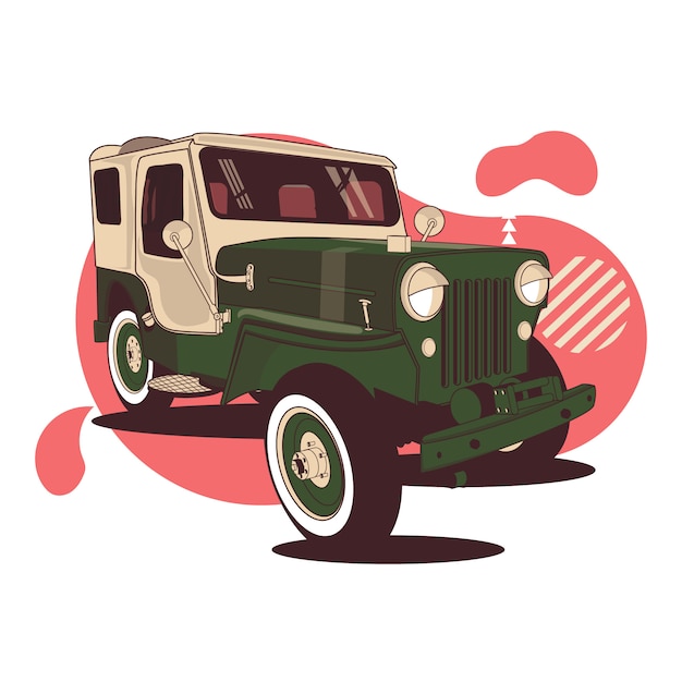 Vector vector moderne groen rood jeep achtergrond