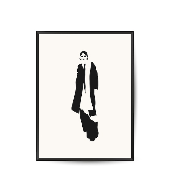Vector vector moderne kunstposter met vrouwelijk silhouet esthetische minimalistische stijl handgetekende illustratie