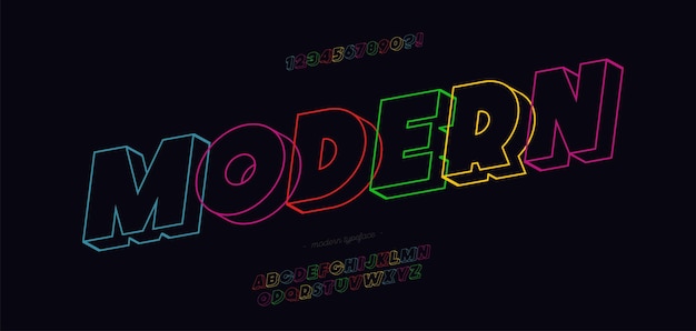Vector moderne lettertype 3d lijn stijl trendy typografie