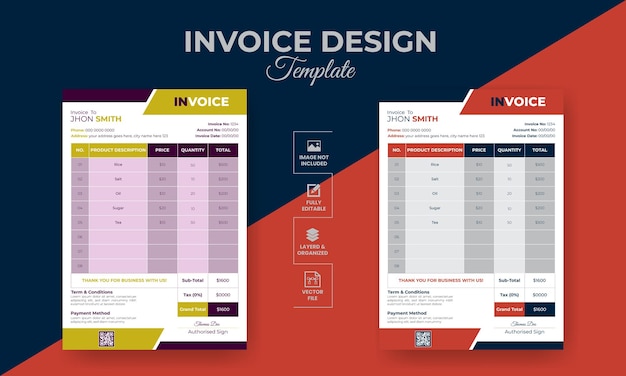 Vector moderne minimale professionele gradiënt luxe factuur of voucher ontwerp sjabloon