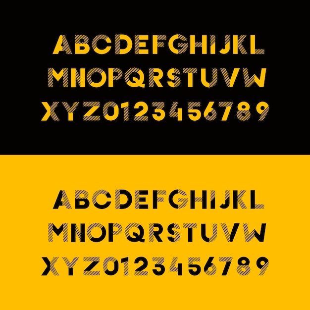 Vector moderne stedelijke alfabet lettertype en cijfers