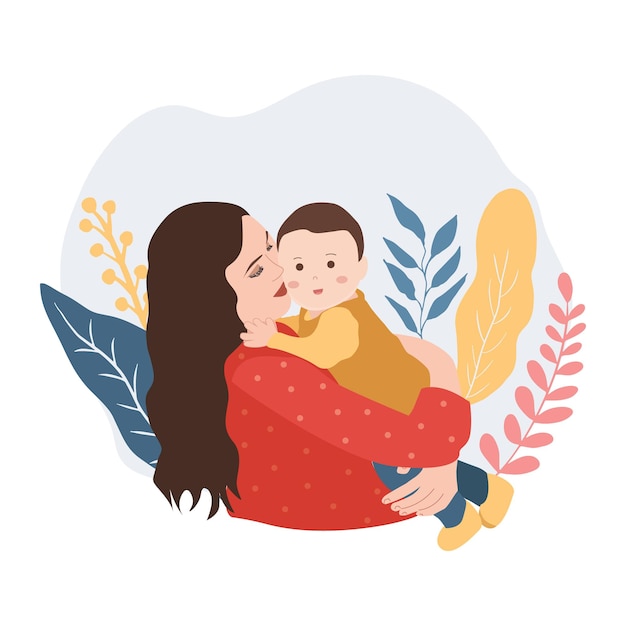 Vector moeder en baby concept illustratie moederdag