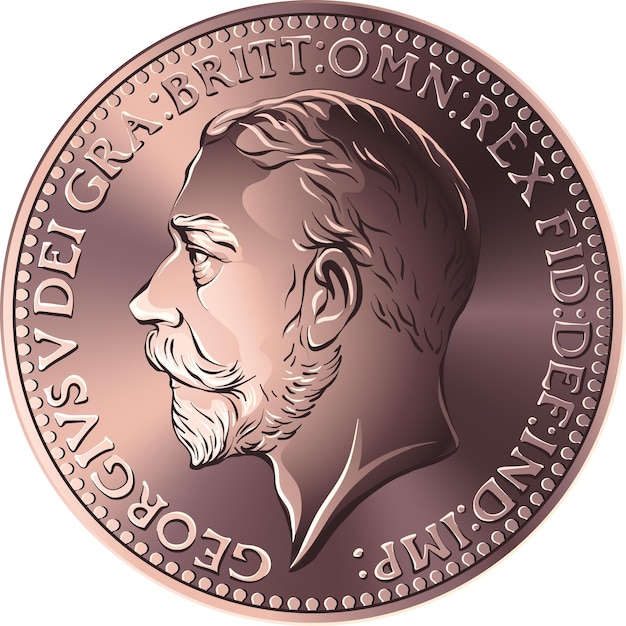 Vettore vector soldi moneta di bronzo farthing britannico re george v sul dritto