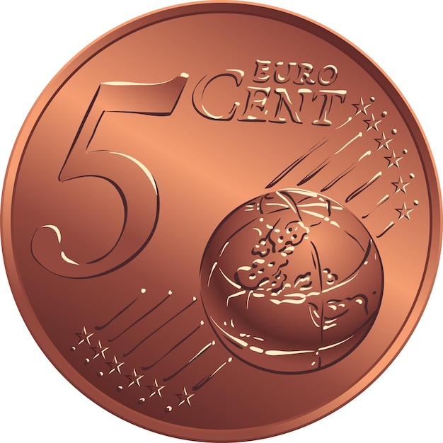 Vector vector money bronze coin five euro cent