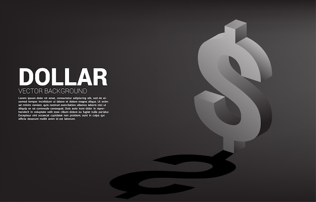 Vector money dollar currency icon 3D with shadow