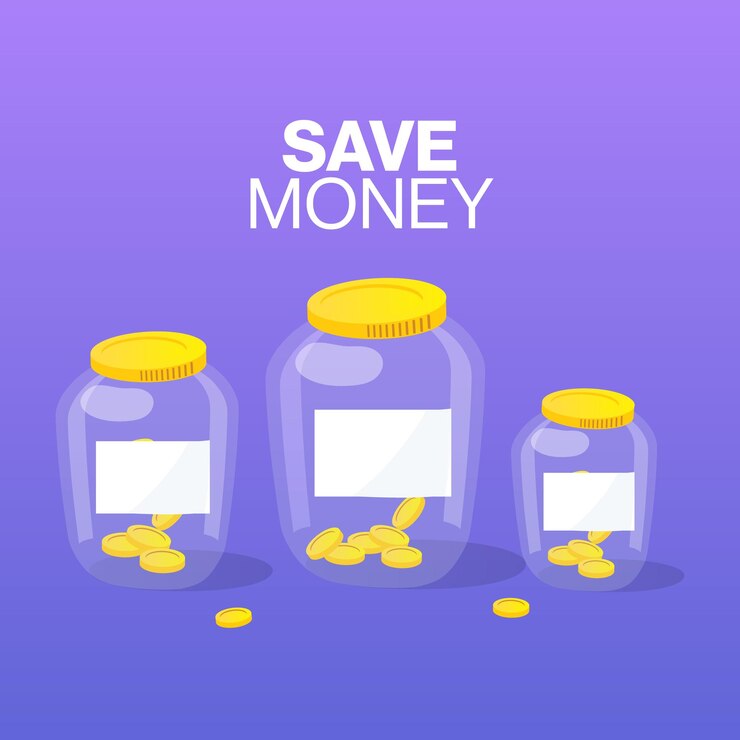 Vector vector money jar saving money in the jar