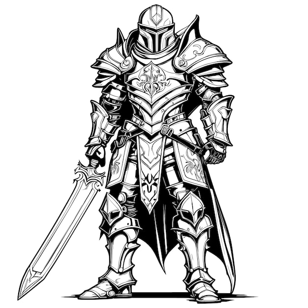 vector monochrome RPG Paladin-personages