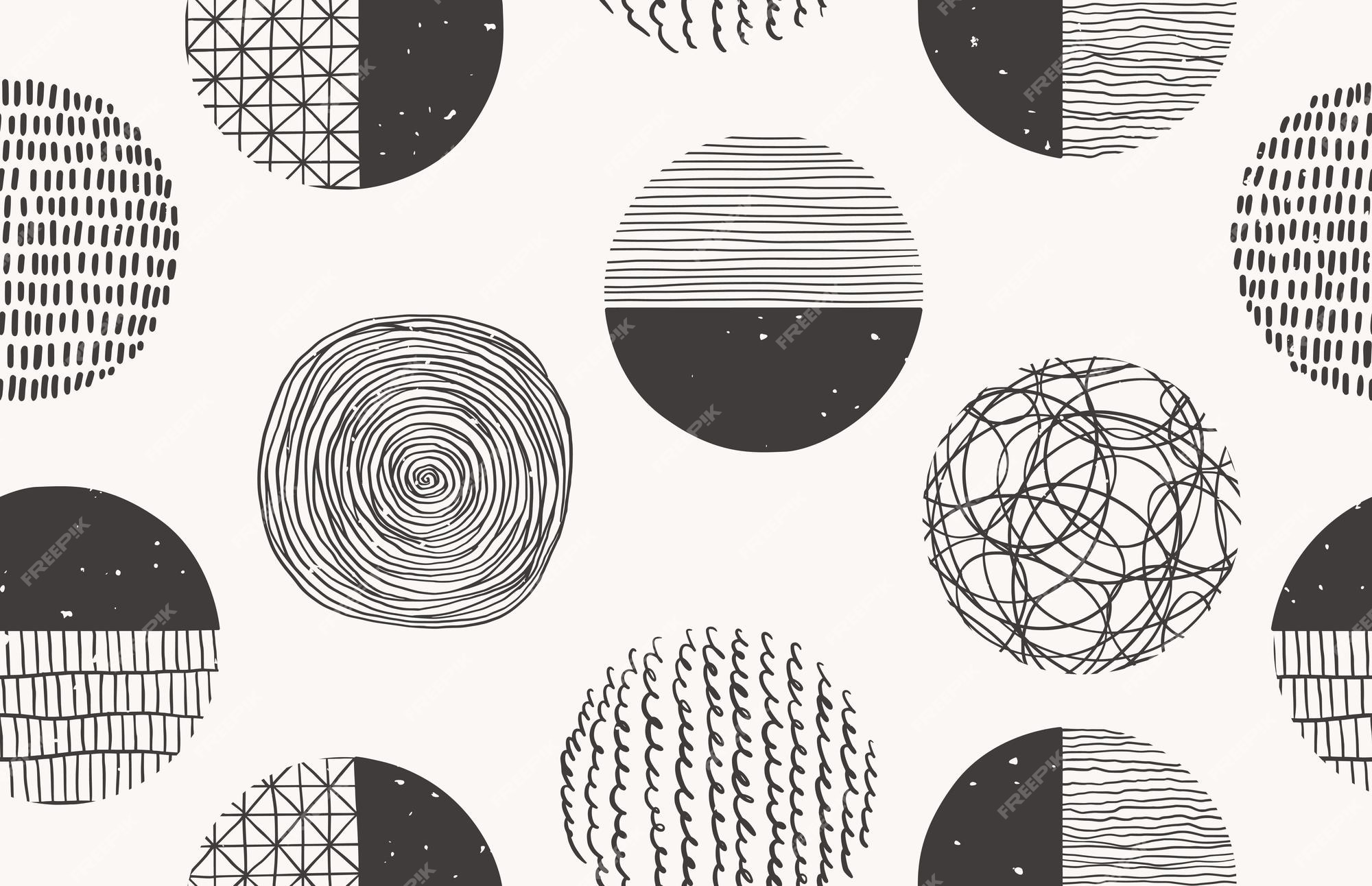 Premium Vector | Vector monochrome seamless hand drawn pattern made with  ink pencil brush