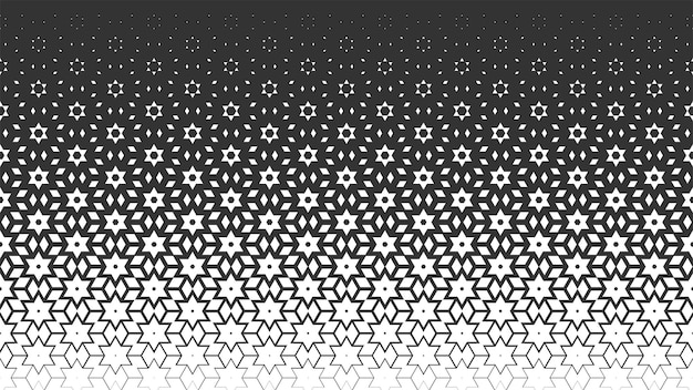 Vector monochrome seamless pattern. repeating geometric background in arabic style with polygon, star, gradient. texture for web site backdrop, wallpaper, textile, fabric.