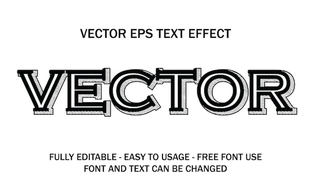 Vector monochrome striped vintage shading editable text effect