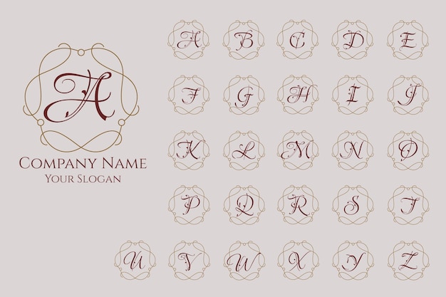 Vector monogram elegant style logo Initial letter luxury ornament monogram logo set